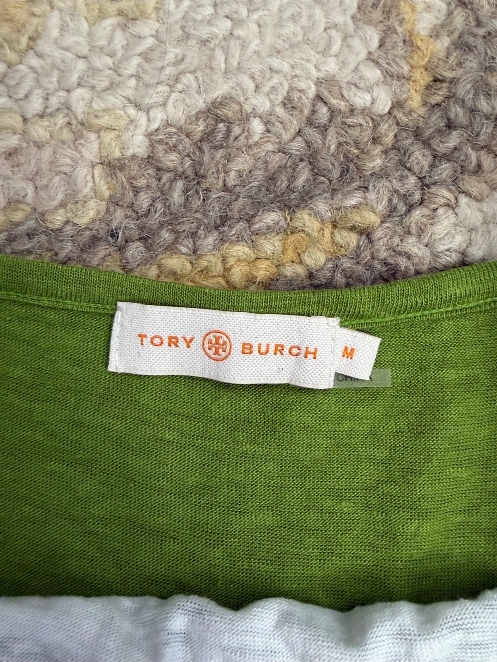 Tory Burch Olive Green Crochet Circle-Pattern Top - Picture 2 of 6